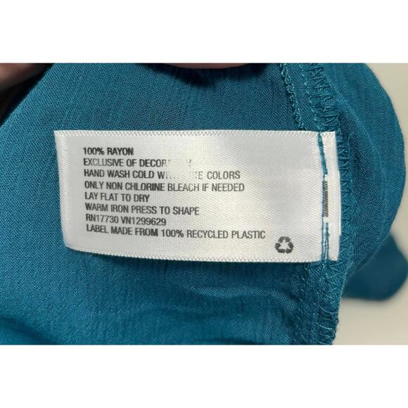 Xhilaration Teal Cold Shoulder Rayon Blouse Top Womens L - Picture 5 of 5